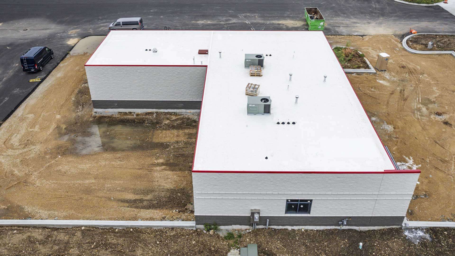 Completed Flat Roof on a commercial property in Rockford, Illinois